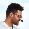 Side profile of a man wearing Enova's Prismatic loupes